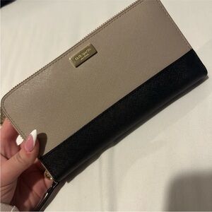 Kate Spade Taupe and Black Zip Wallet